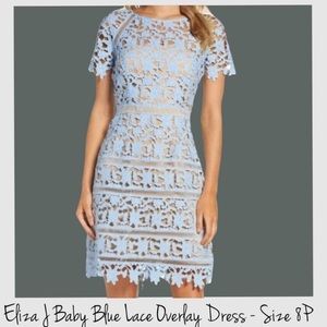 Eliza J size 8P blue lace dress